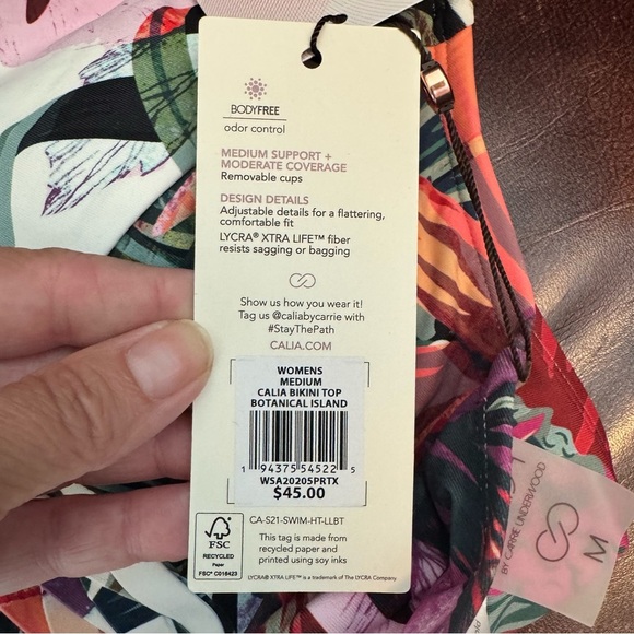 CALIA Cross Back Bikini Top Botanical Island NWT - Picture 9 of 9